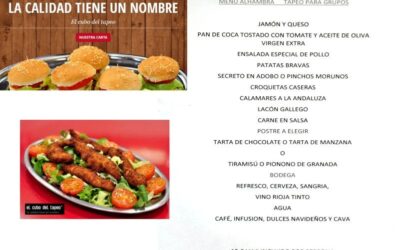 Nuevas tapas de El cubo del tapeo, menú para grupos Alhambra, en Mollet del Vallès, Barcelona, tel. 93 016 13 54