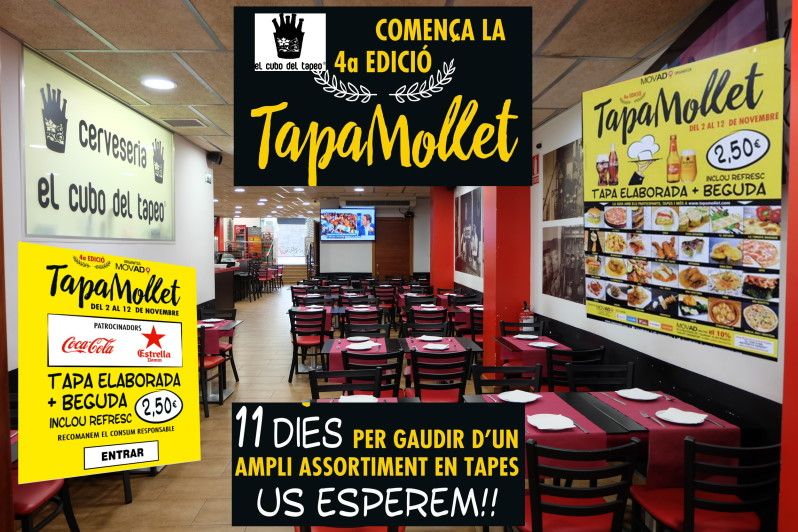 El cubo del tapeo, Mollet del Vallès,Barcelona, Tapa Mollet, del 2 al 11 de nov. 2017,las mejores nuevas tapas, gran terraza de verano 2017, tel.930 16 13 54