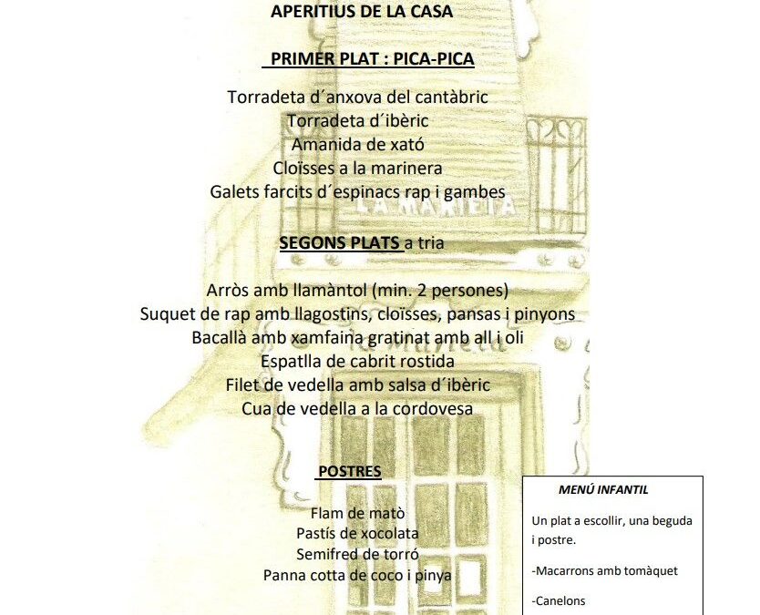 Menú Especial Nadal 2020, restaurant la Marieta de Mollet del Vallès, Barcelona